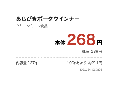 標準的なスーパーの棚札